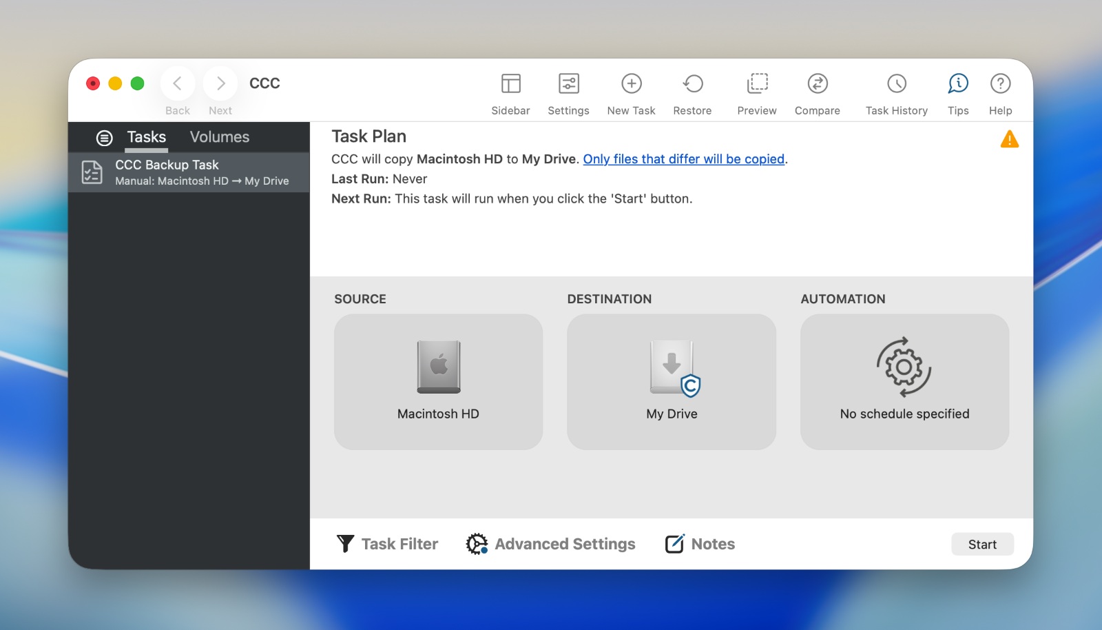 Launching a backup tool to browse available backups on Mac