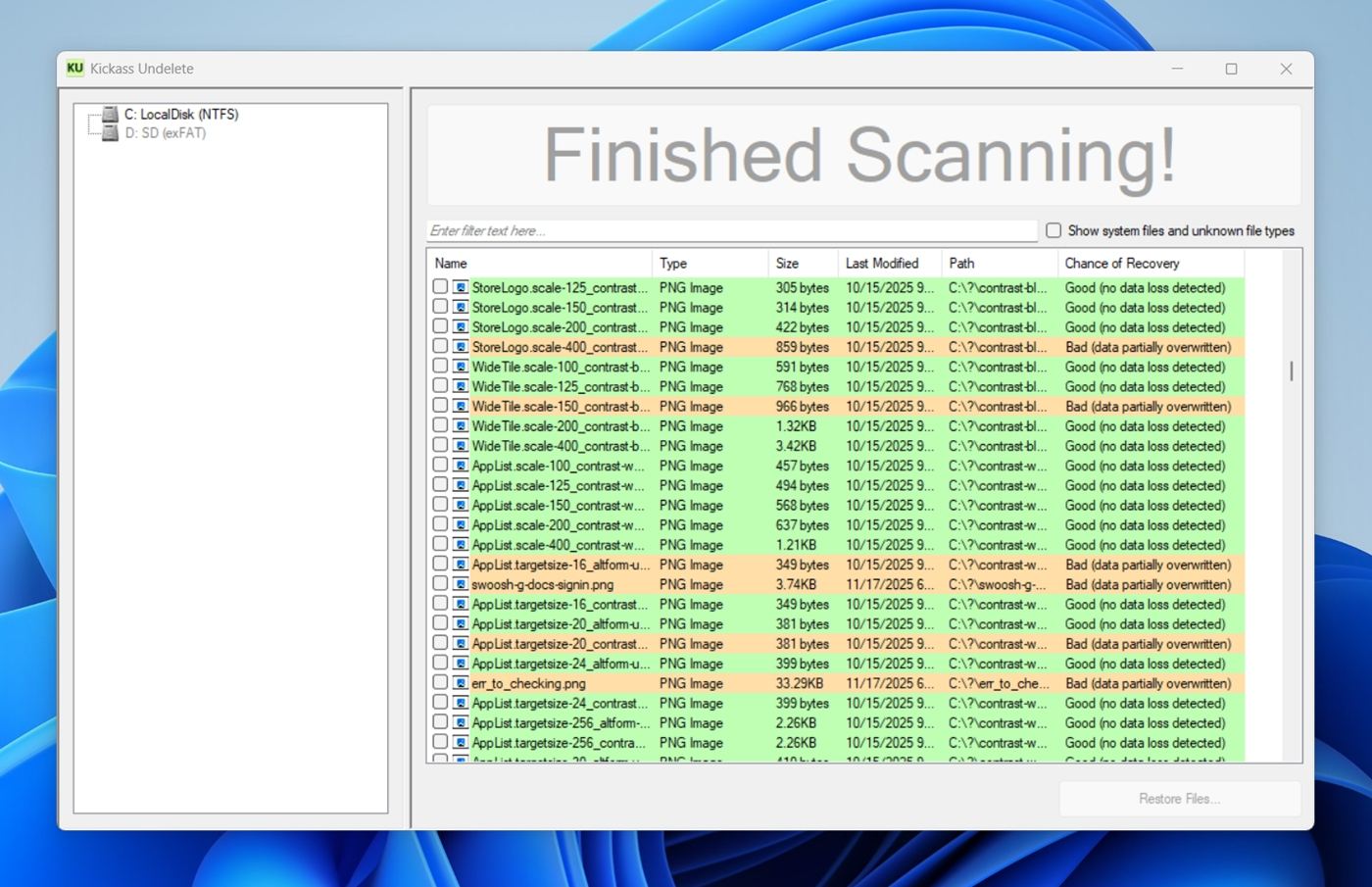 Kickass Undelete UI.