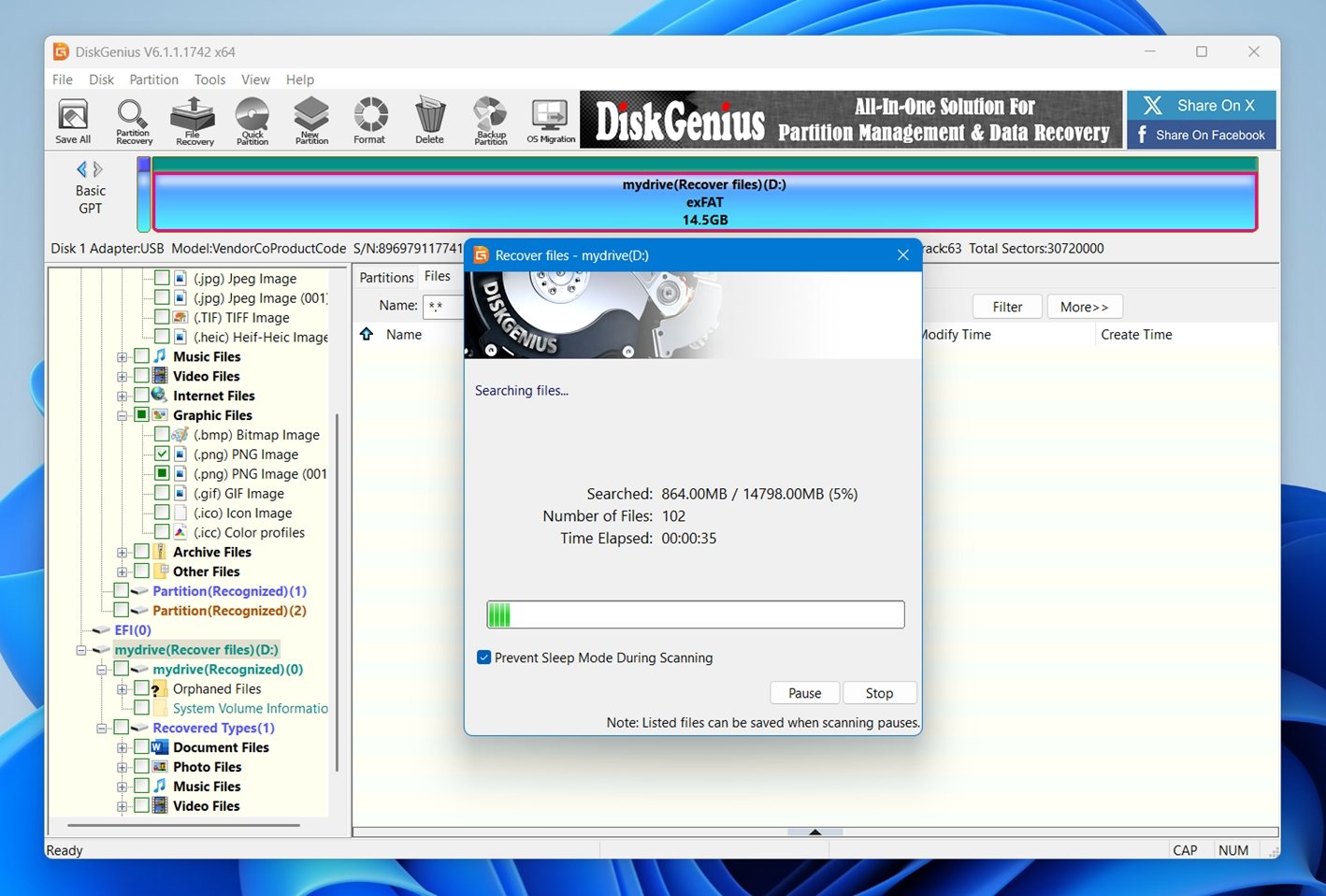 The DiskGenius interface.