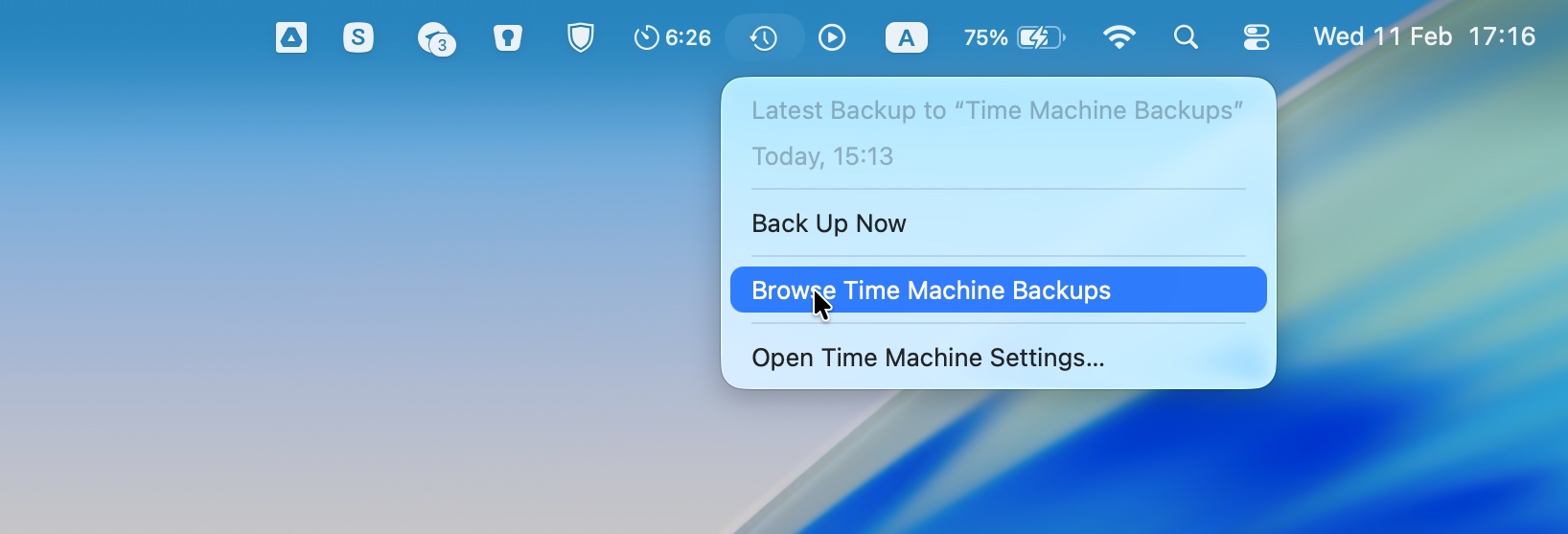 Browse Time Machine backups