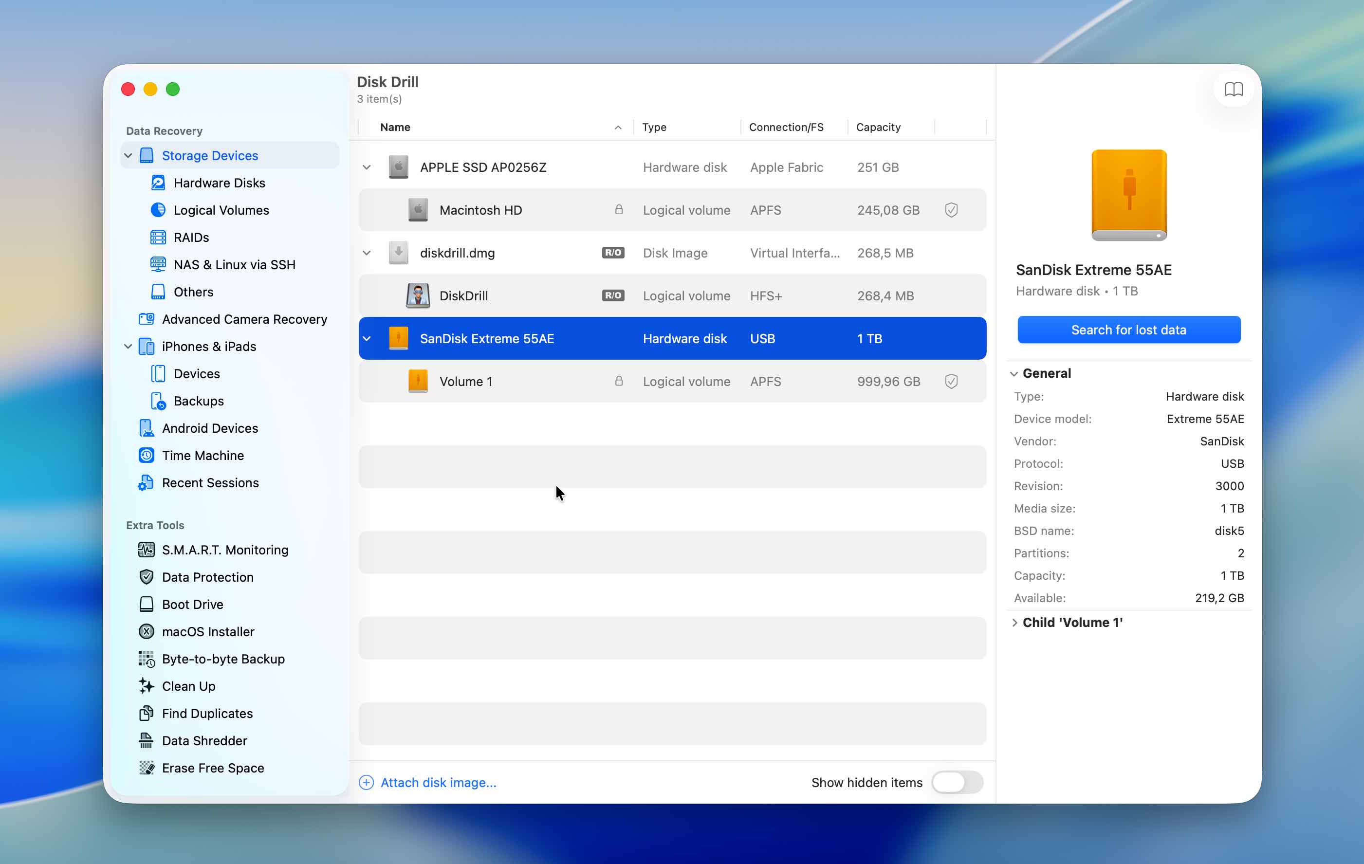 Click Search for Lost Data to start the scan