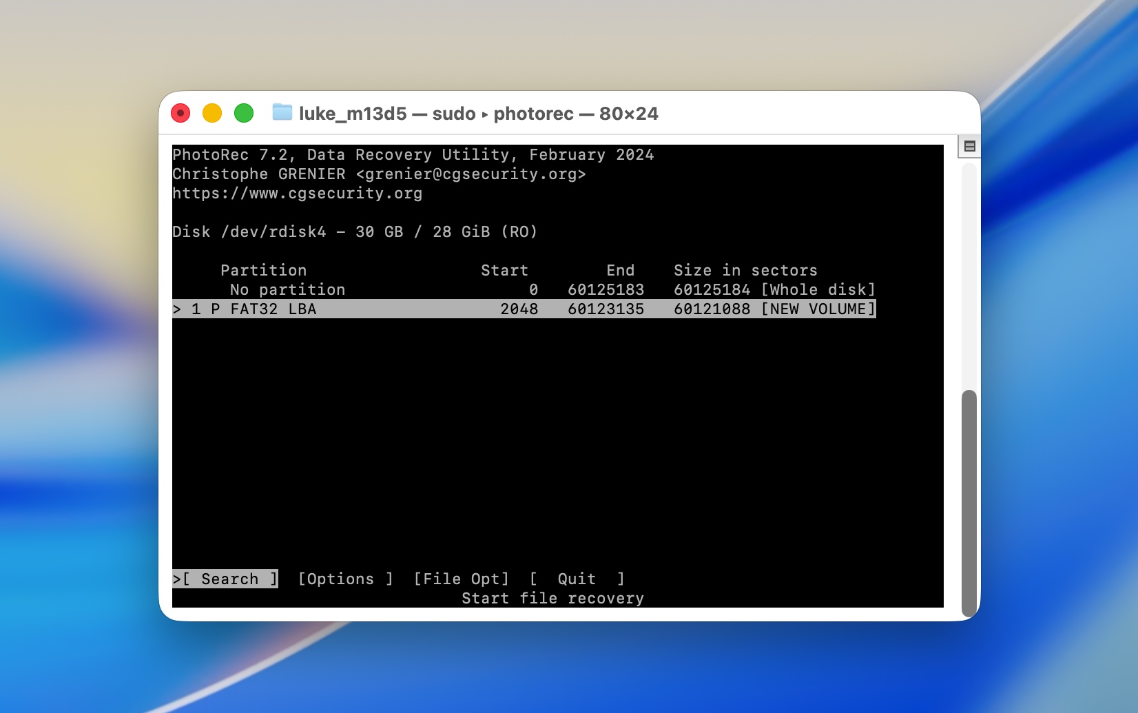 Choosing the partition containing accidentally emptied Trash data