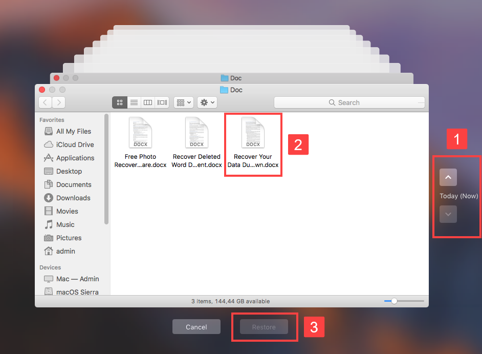 mac time machine restore a file