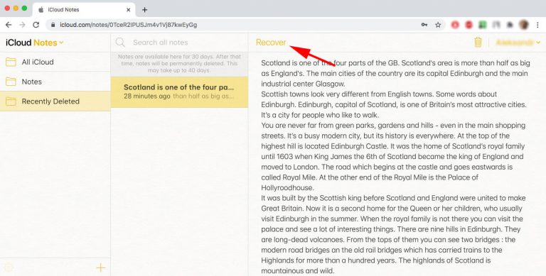 recover notes mac