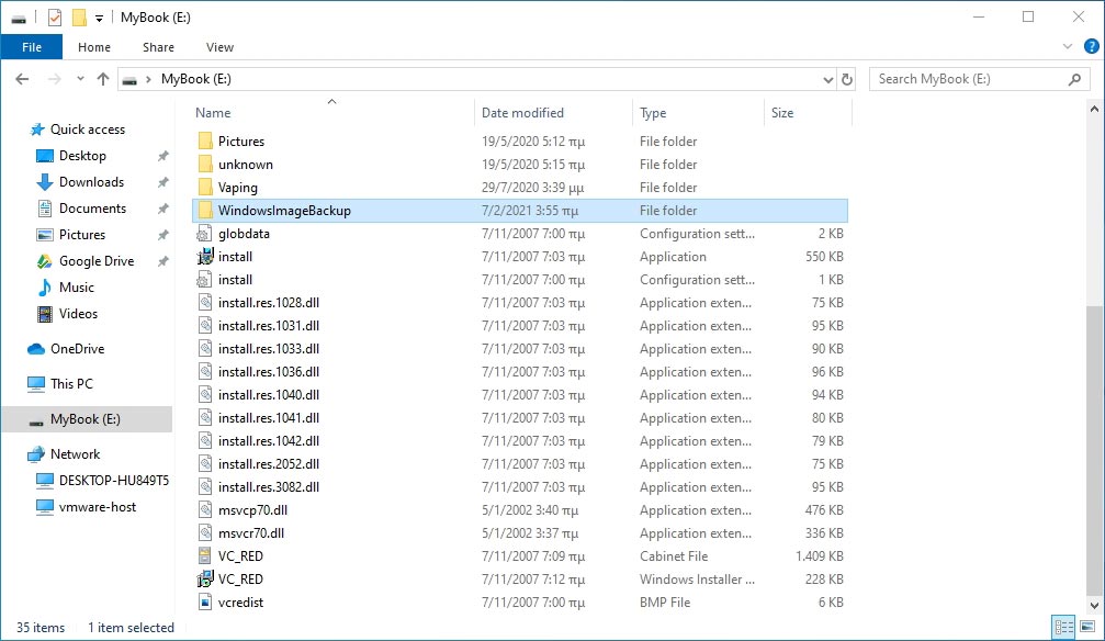 You'll find your full system images in a folder named WindowsImageBackup.