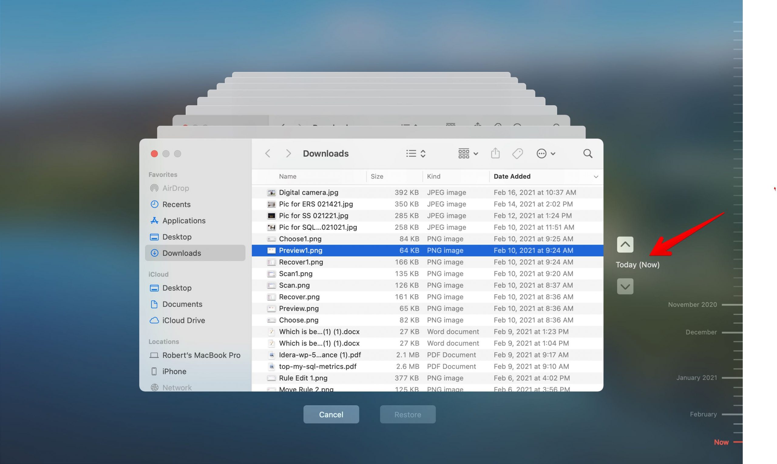 mac time machine restore files