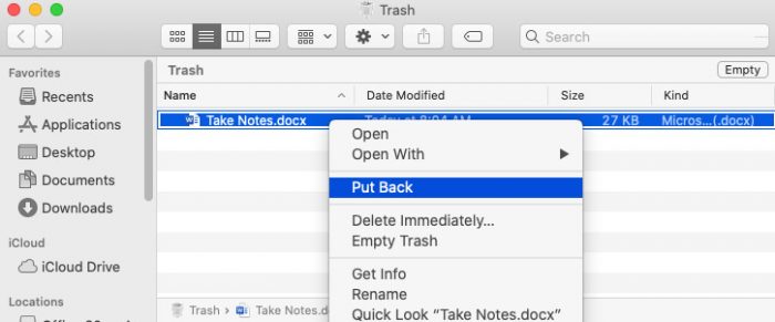 apple how to recover deleted files from trash