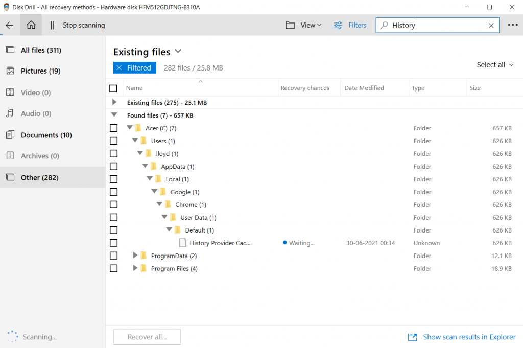 Disk Drill Search File