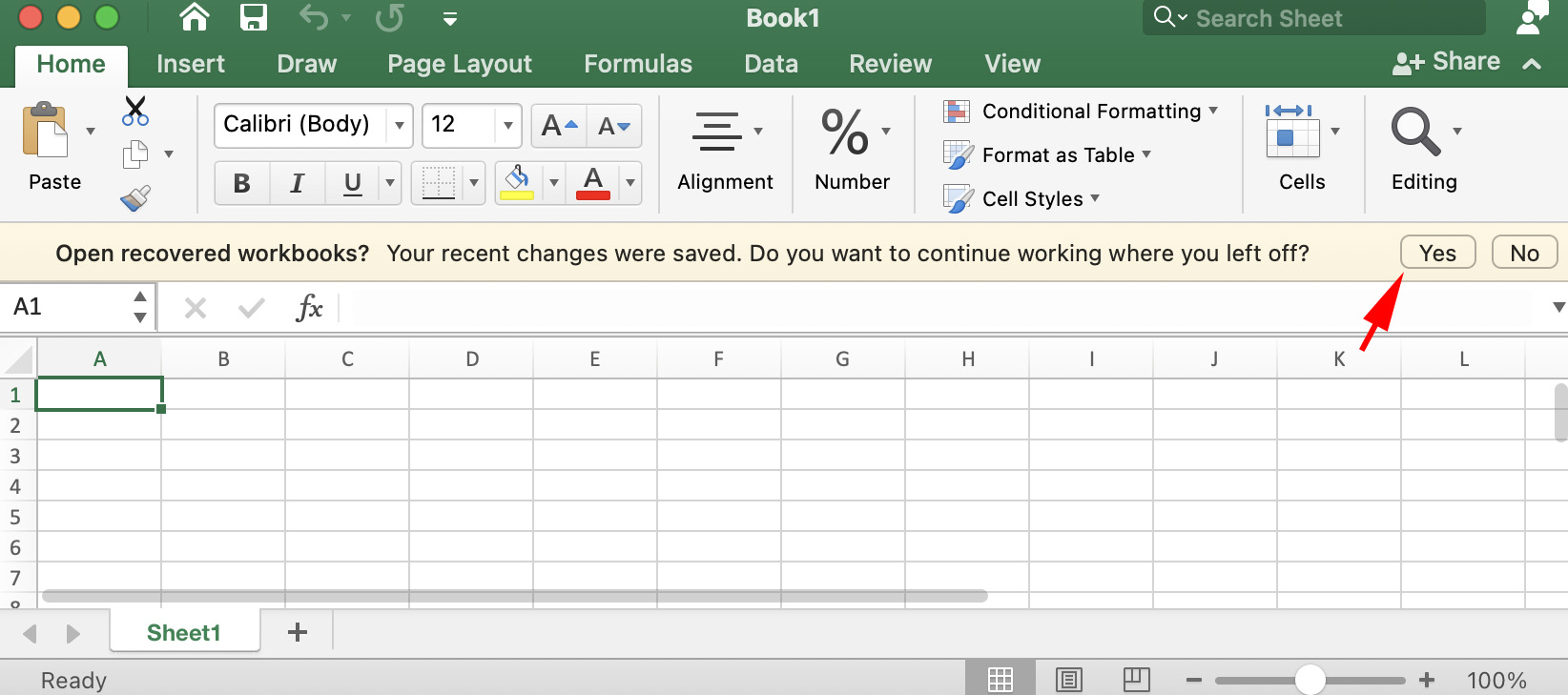 recover excel file for mac