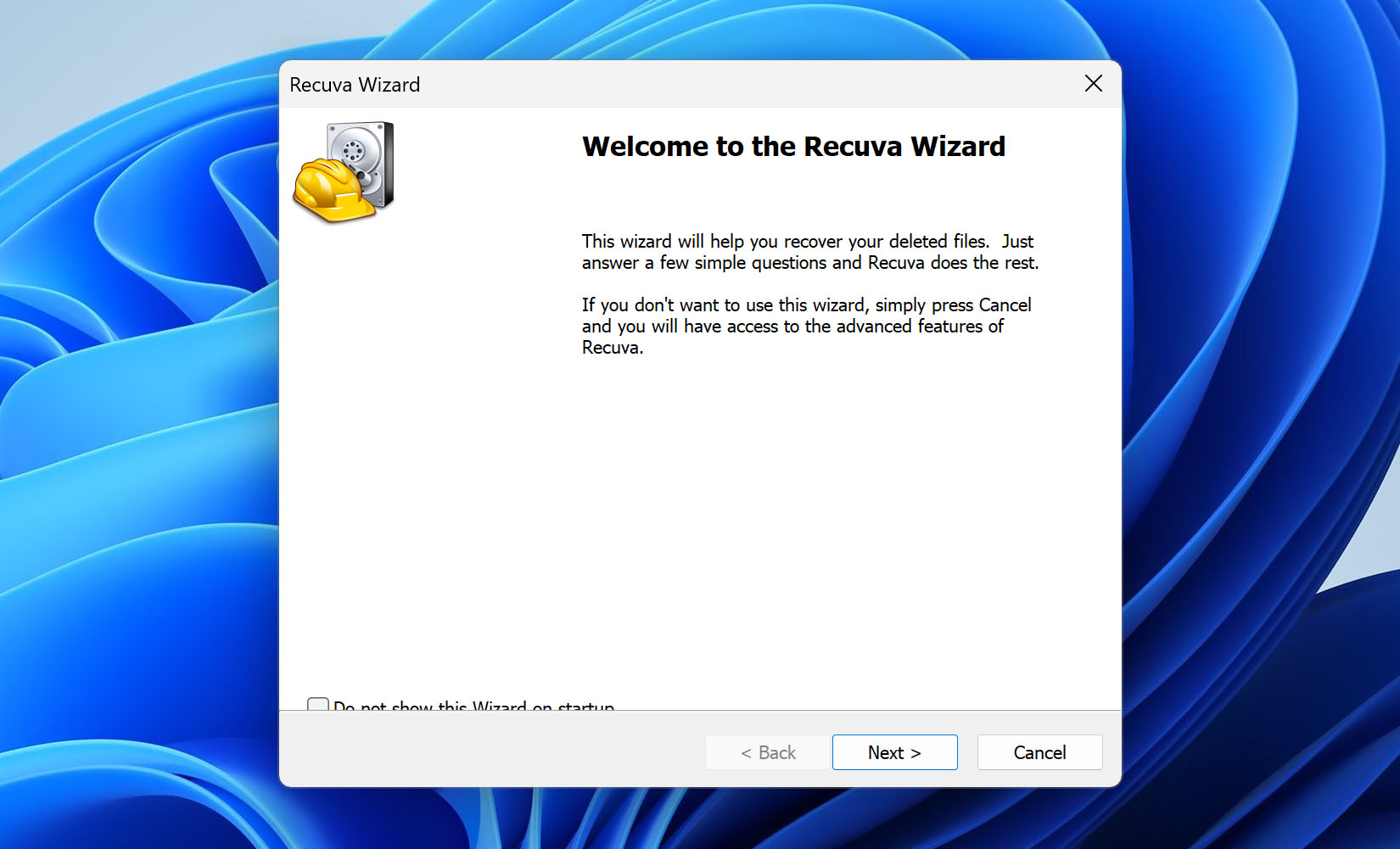 Run Recuva wizard