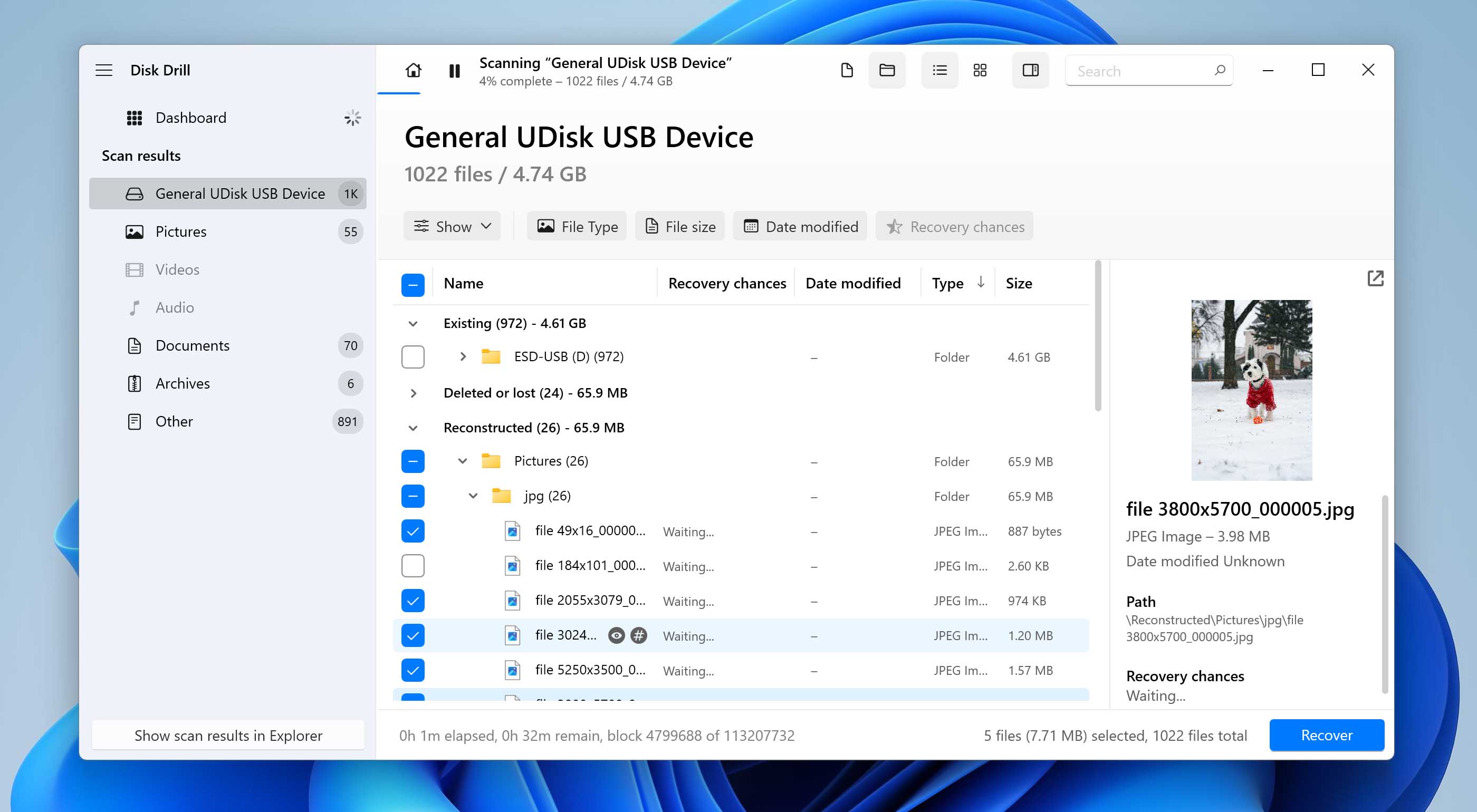 preview found data on ESD-USB device