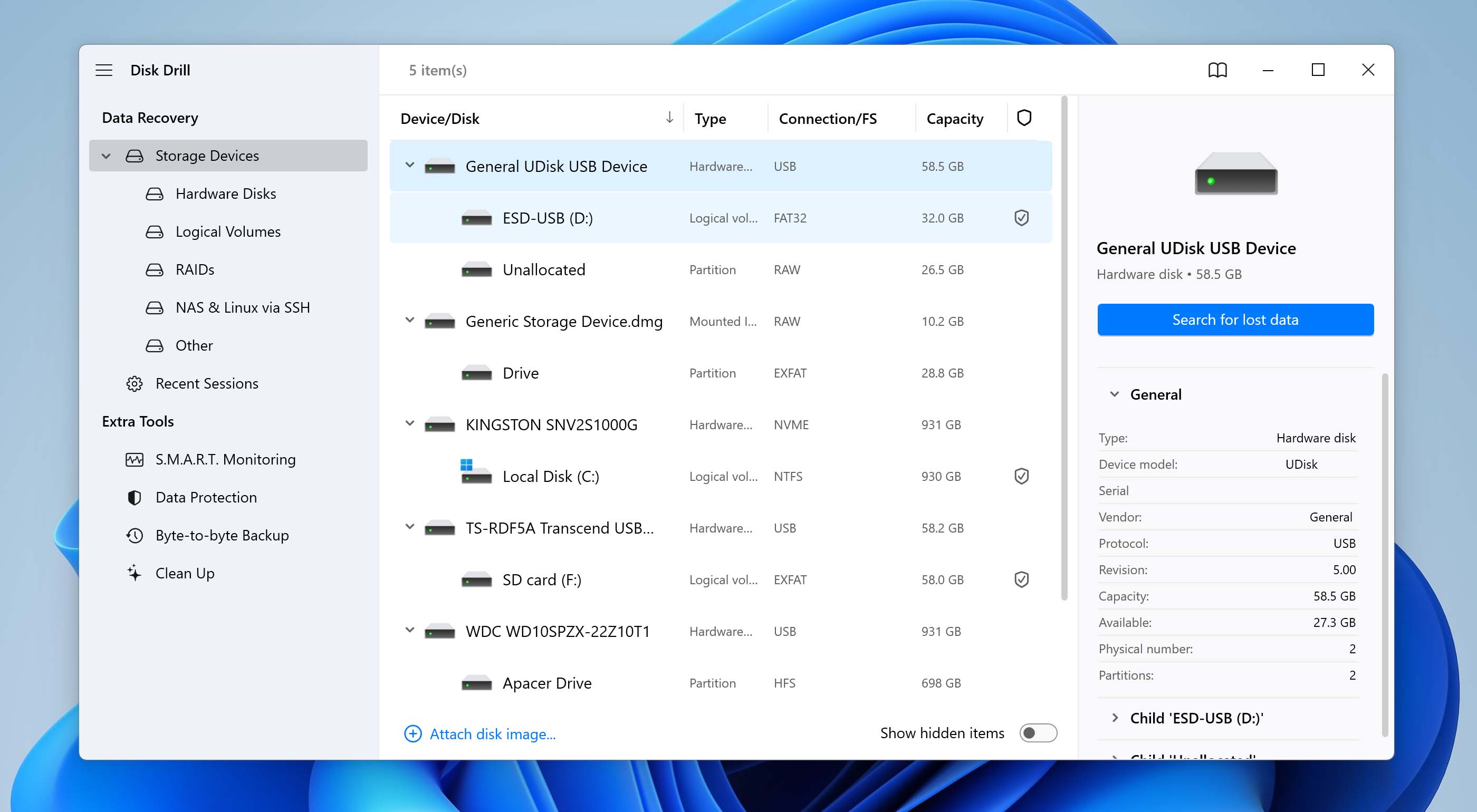 Start scan esd-usb device