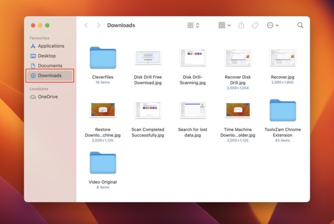 how to get the download folder back on mac