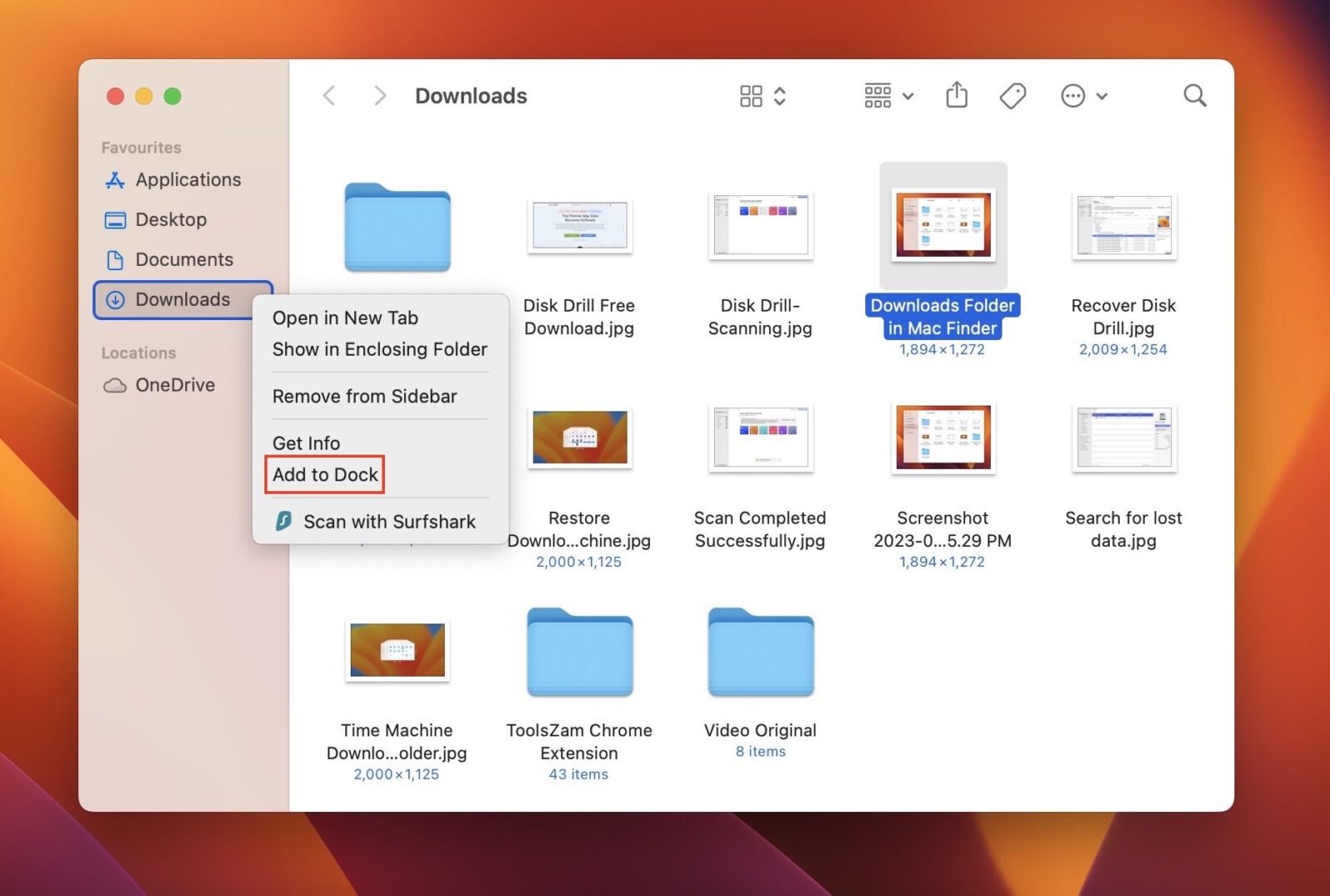 how to get your download folder back on mac