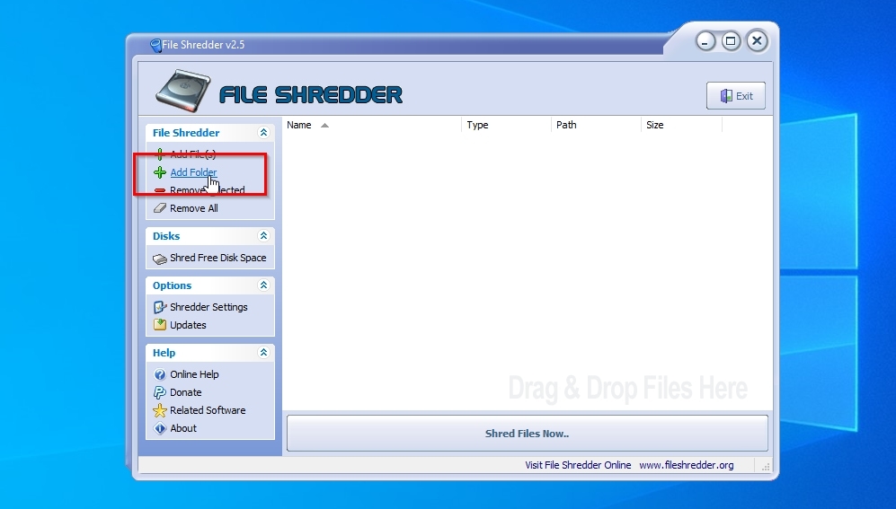 File Shredder Add Folder