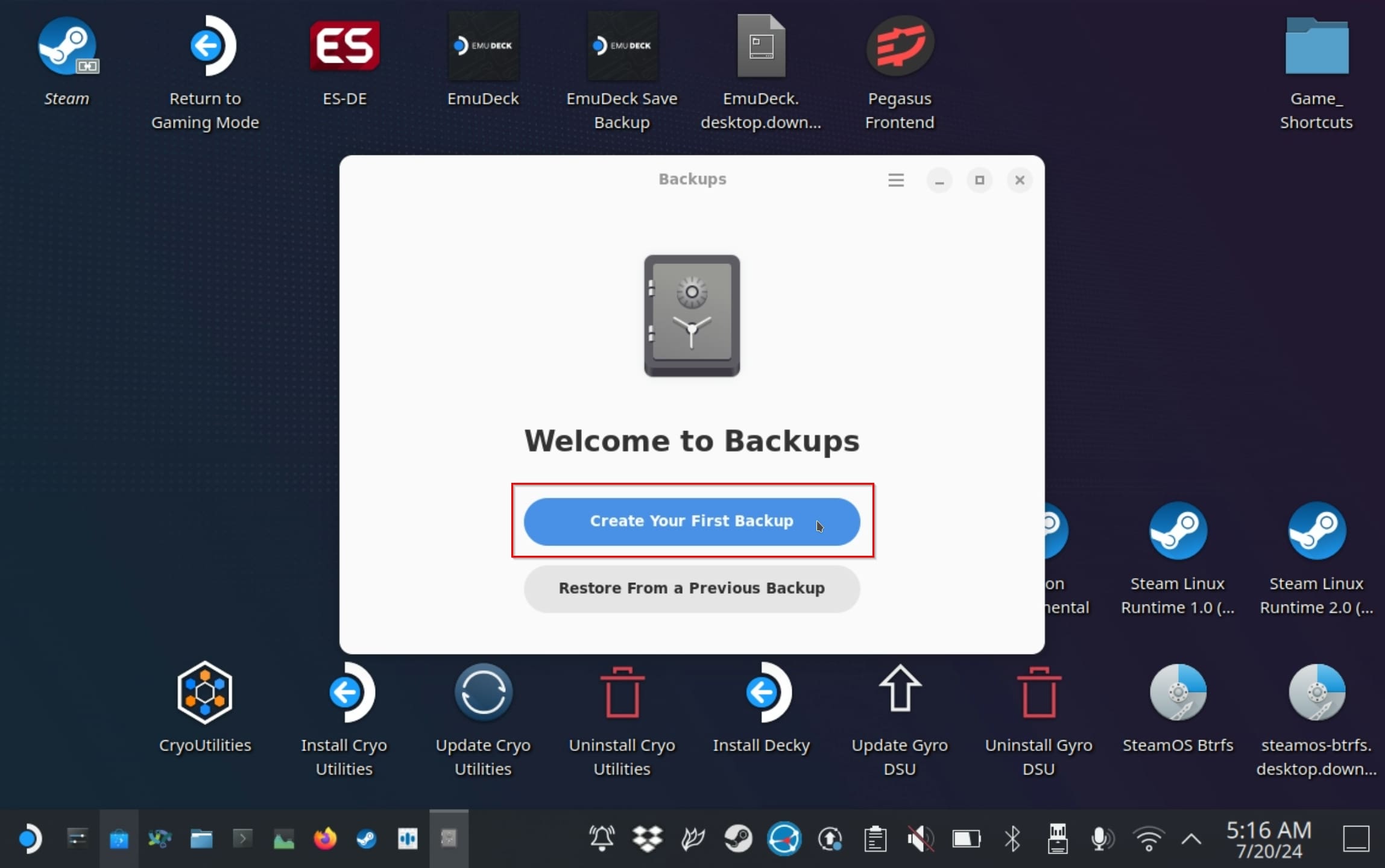 Backing Up With Backups Create Your First Backup