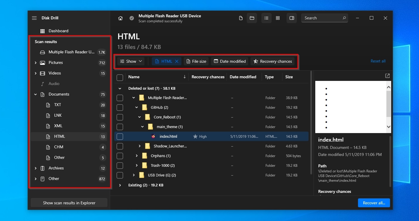 Disk Drill Using Categories And Filters To Find Files