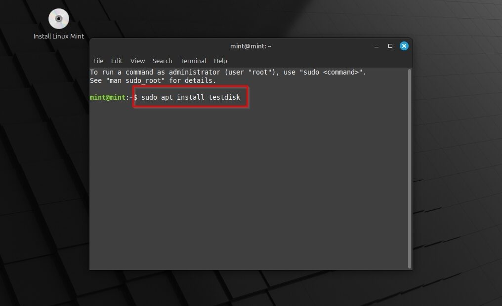 Linux Mint Sudo Apt Install TestDisk