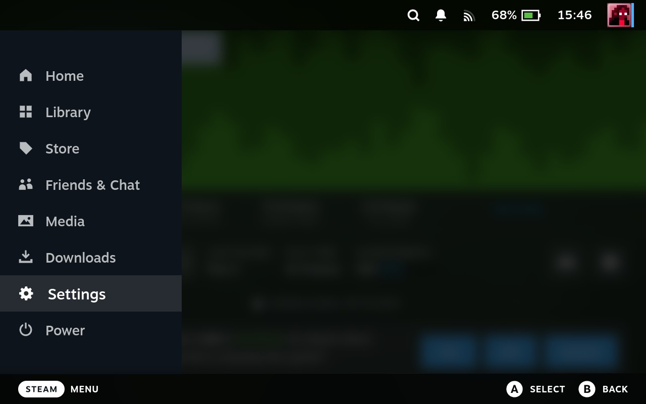 Steam Deck Settings Menu Entry