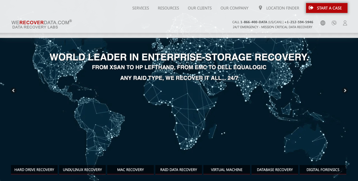 Homepage of WeRecoverData