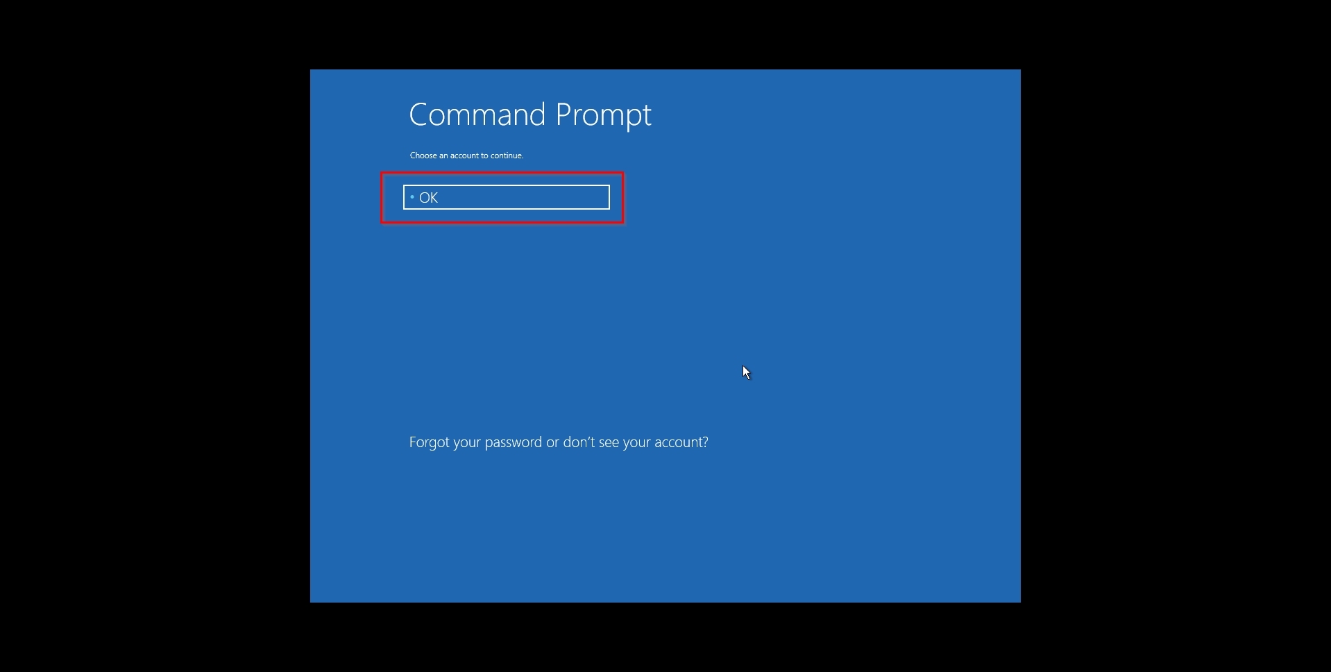 Windows RE Command Prompt User Account