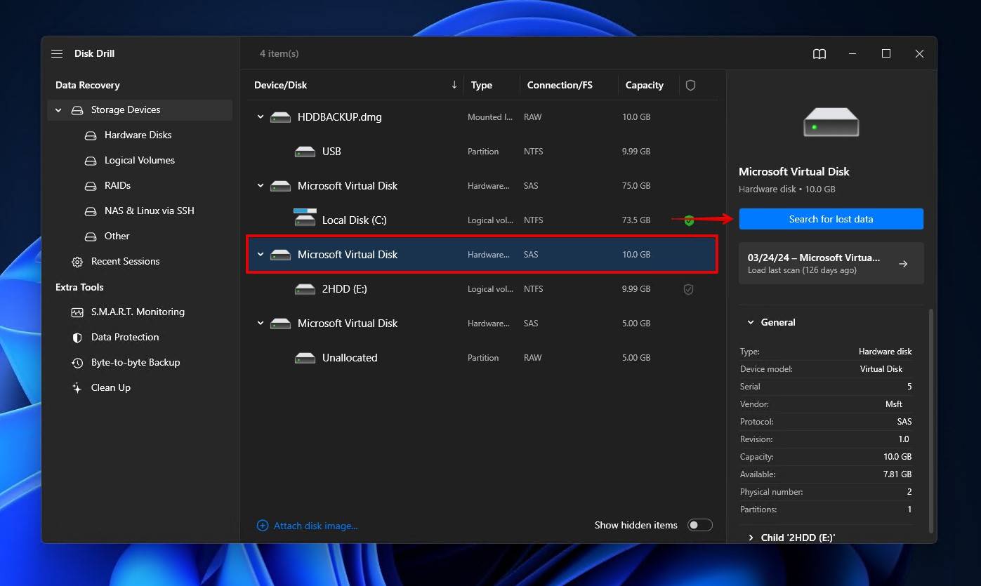 Scanning the dead laptop's SSD.