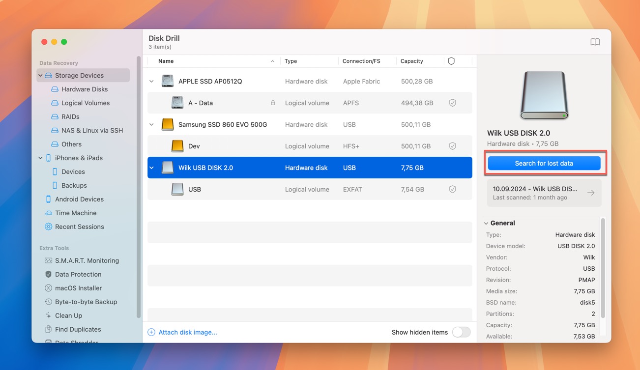 disk drill search for lost data moov