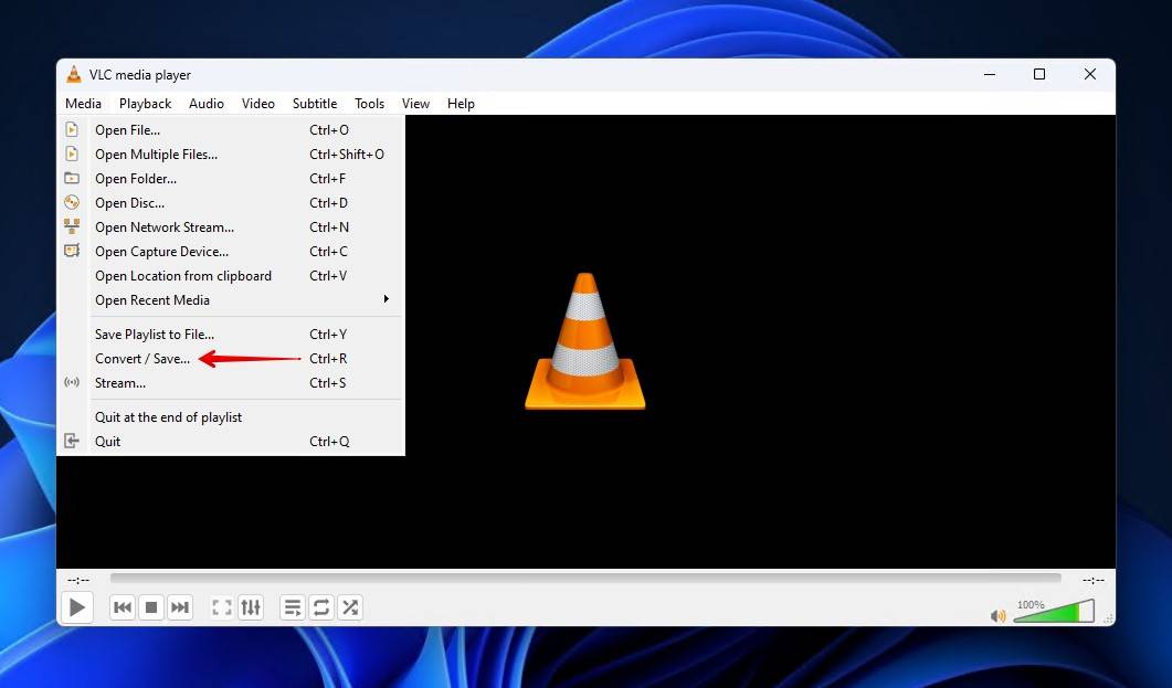 Opening VLC Convert / Save.