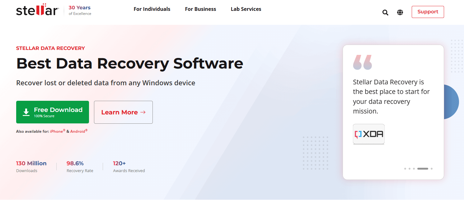 Stellar Data Recovery main page