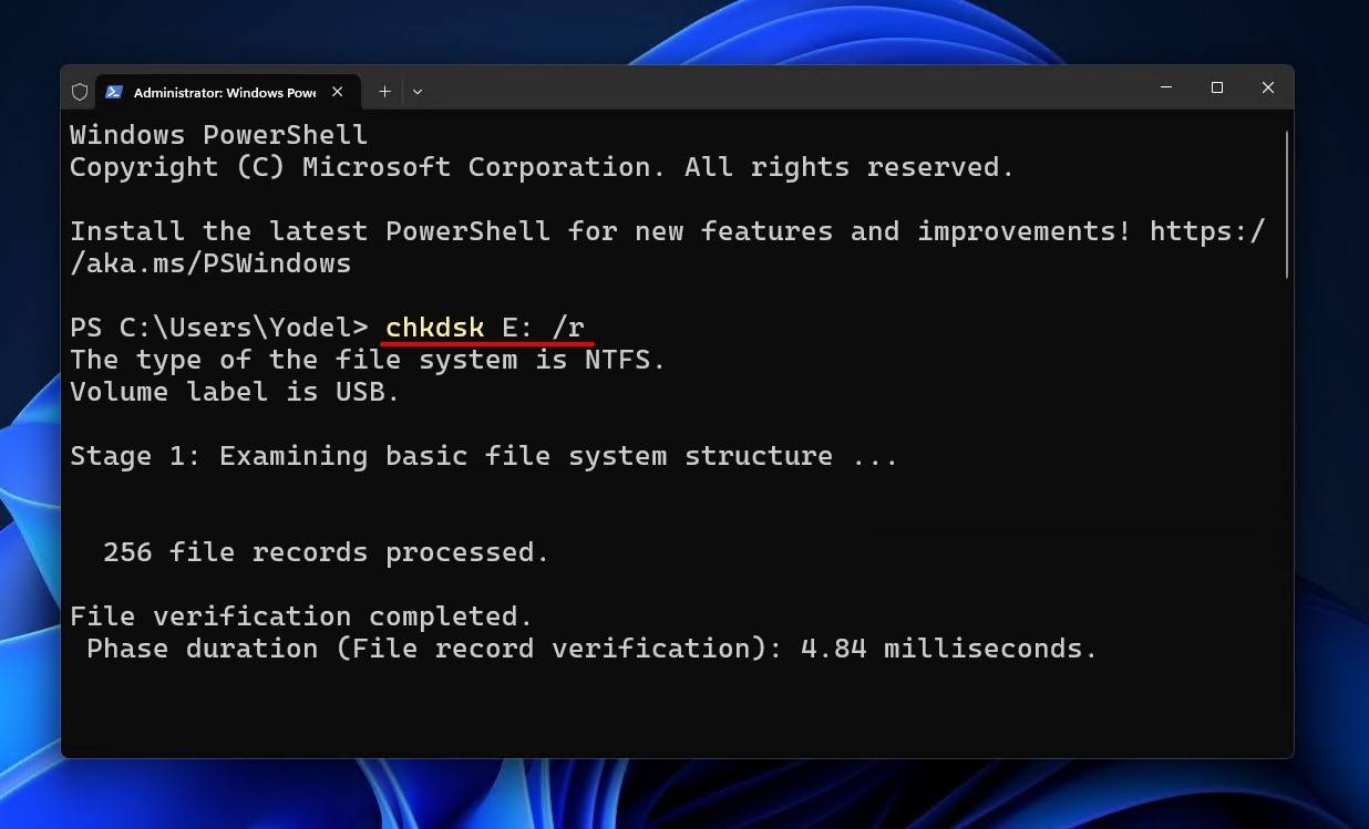 CHKDSK command.