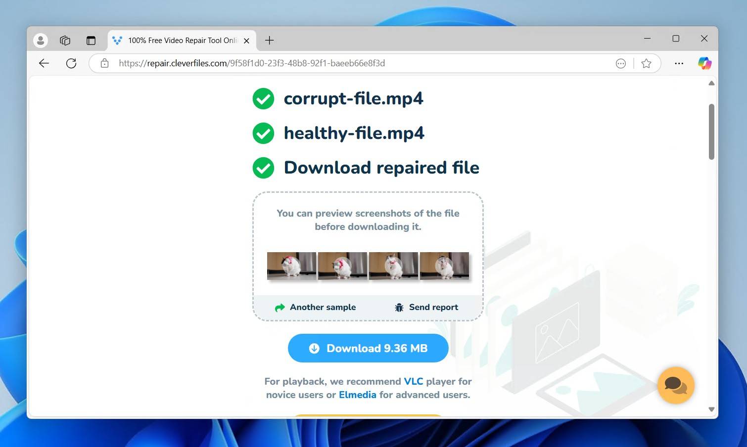 Downloading the repaired file.