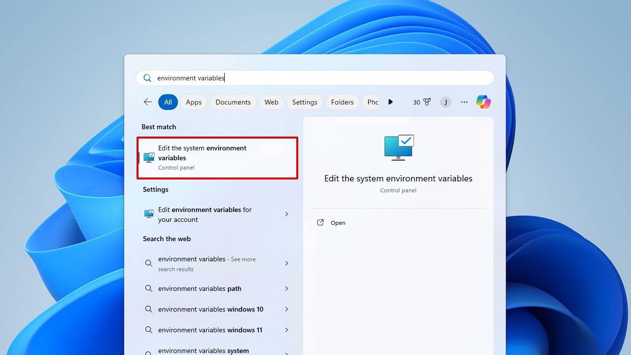 System environment variables.