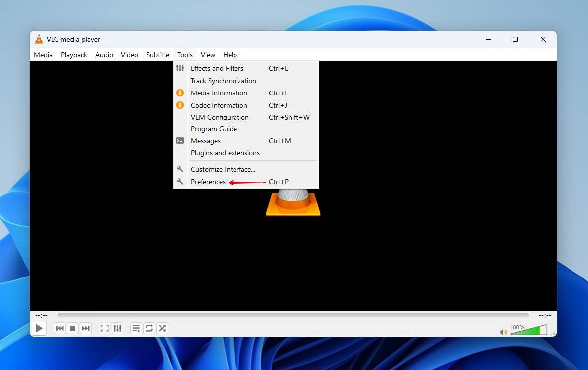 VLC tools preferences.