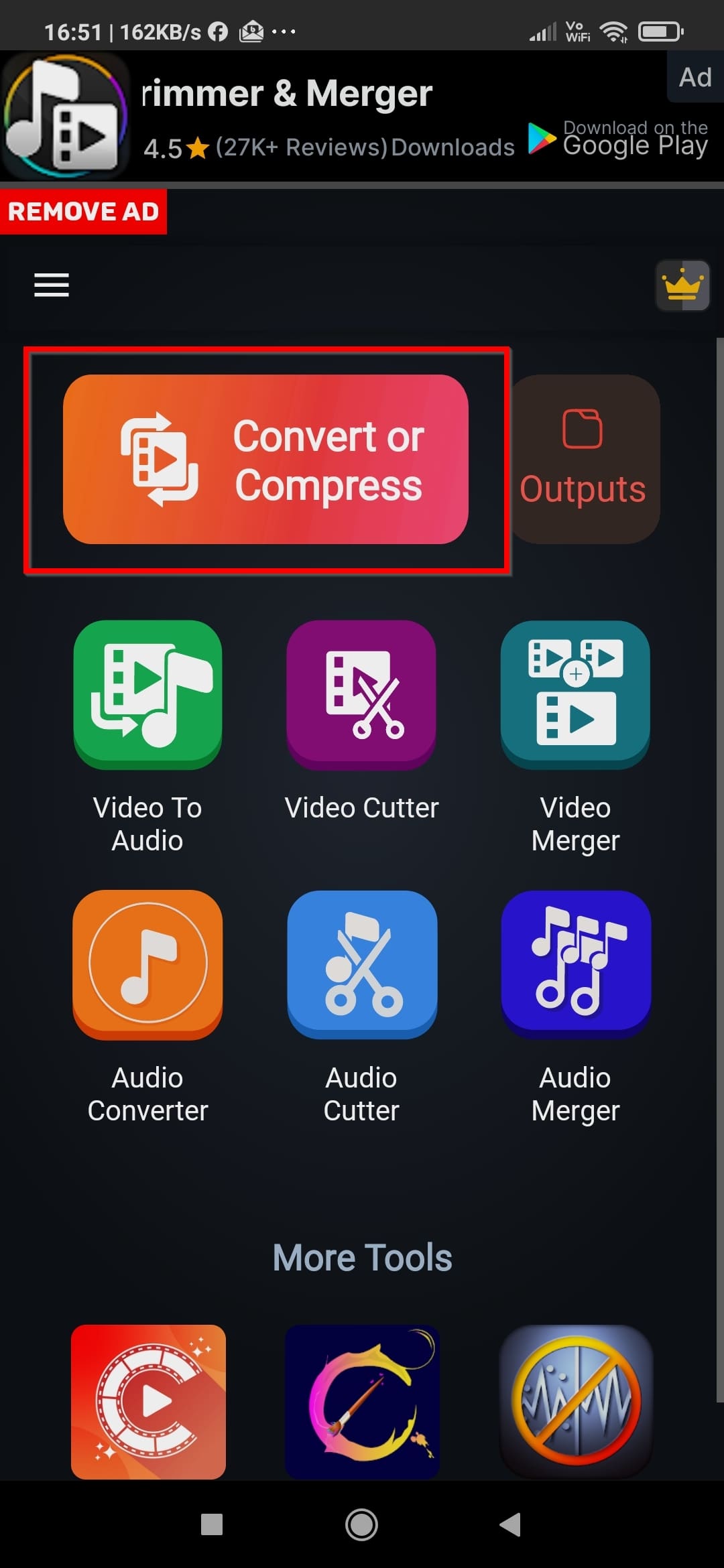 Video Converter Compressor Convert Or Compress Button