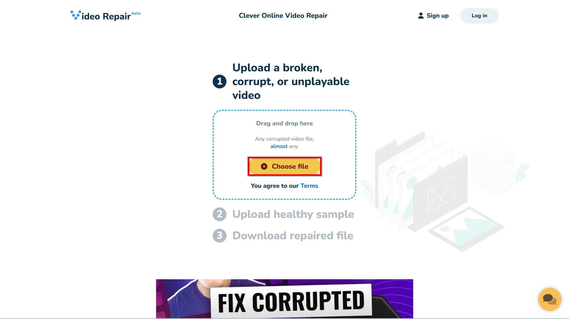 Upload corrupted Sony video in Clever Online Video Repair.