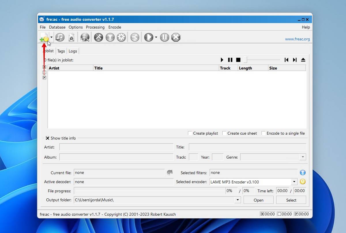 Adding the M4A file.