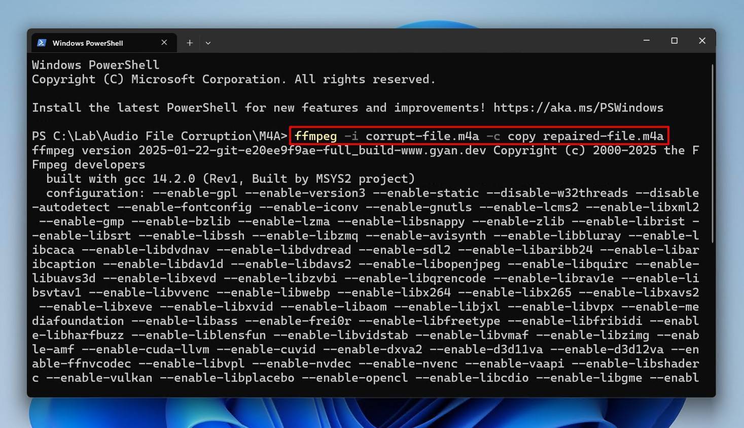 FFmpeg copy command.