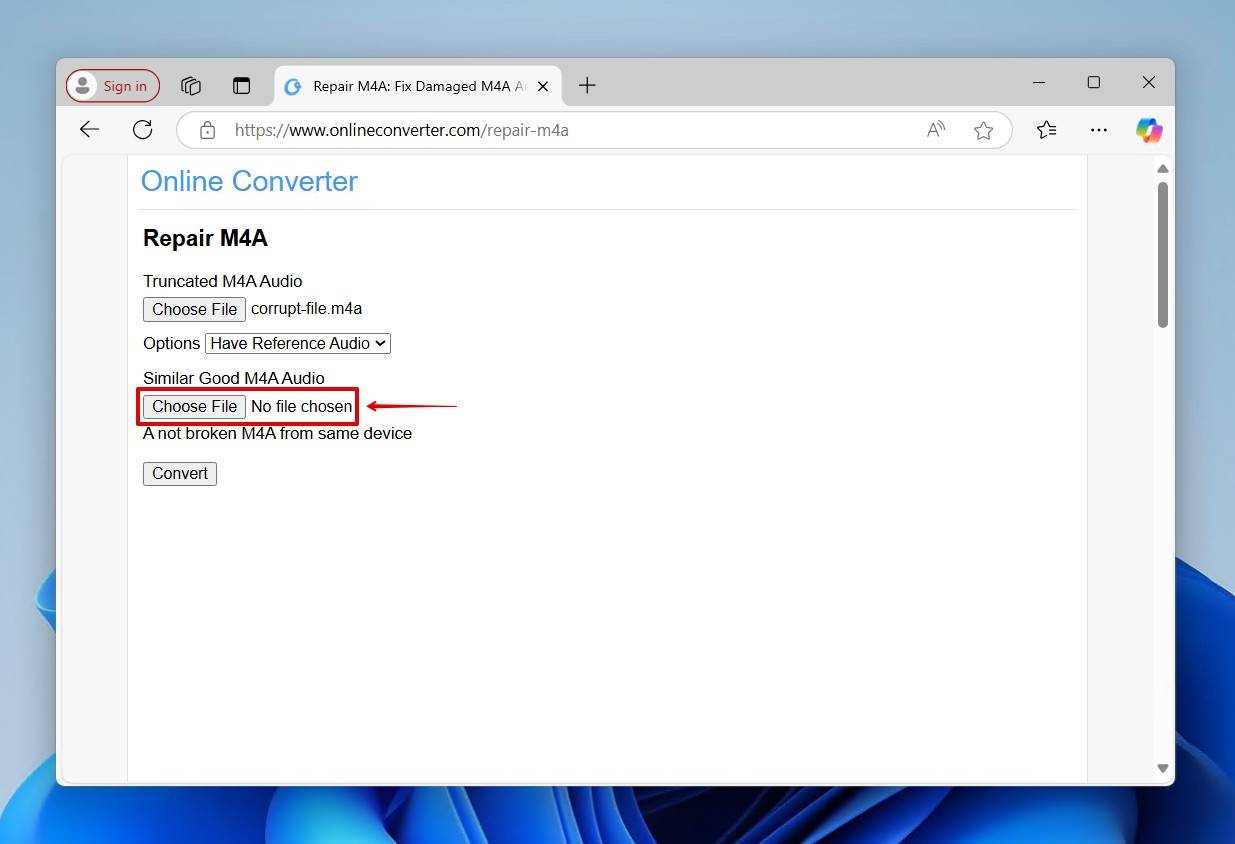 Uploading a healthy reference file.