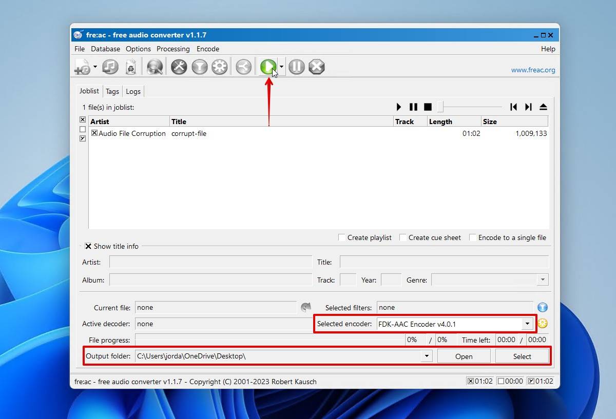 Starting the encoding process.