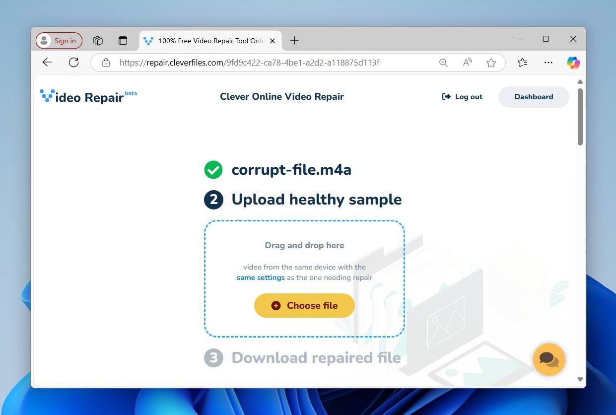 Uploading a healthy M4A sample.