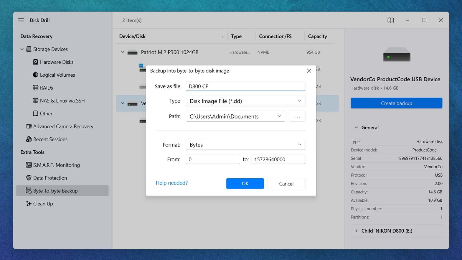 Set a destination folder
