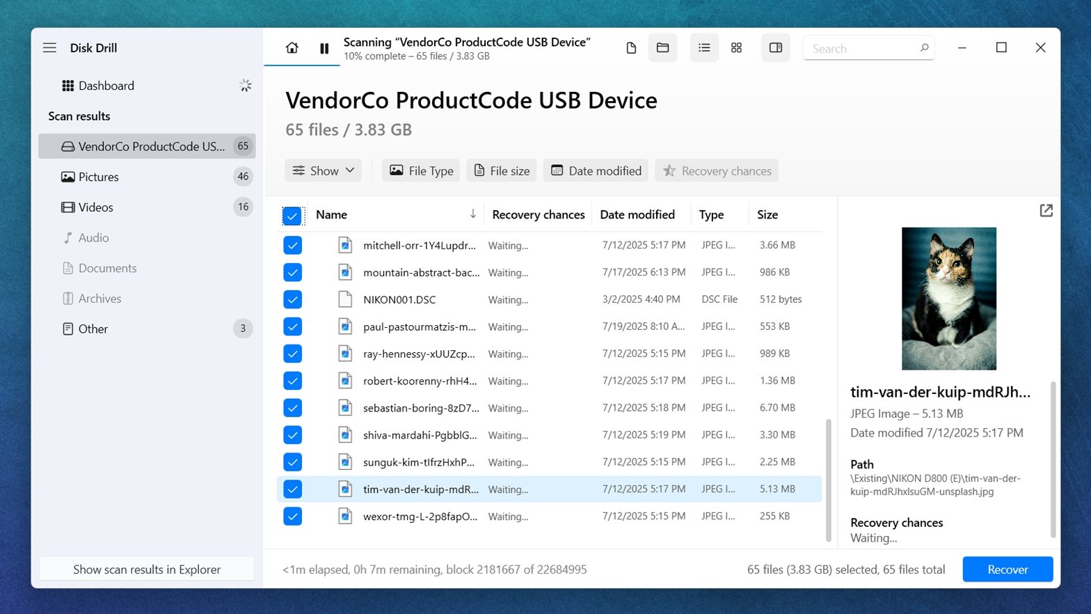 Check the boxes next to the files