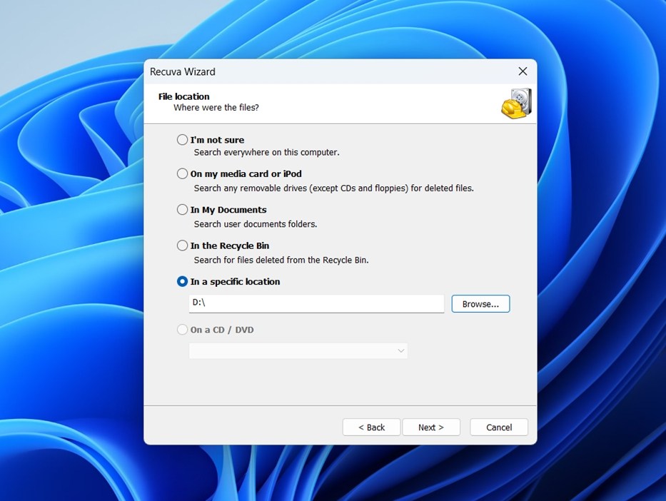 Choose the WD My Passport drive