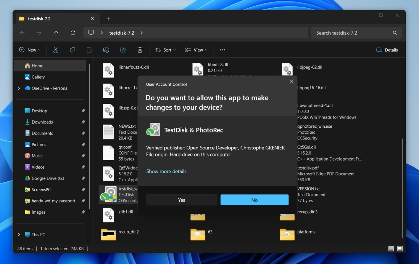 Launch testdisk_win.exe