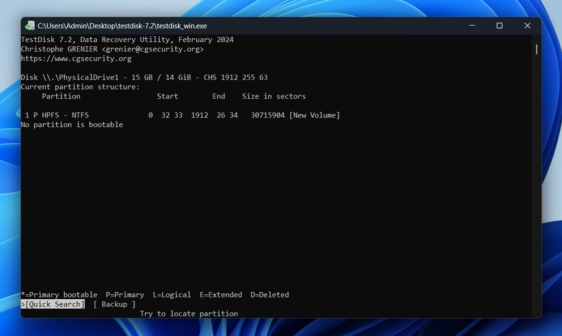 Choose “Quick Search”