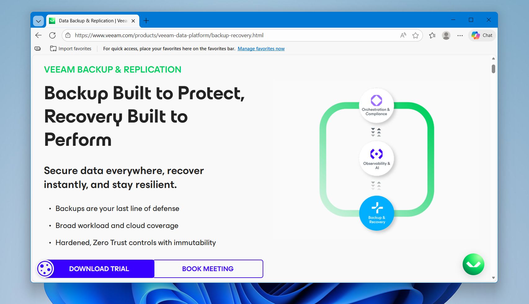 Veeam Backup & Replication management console
